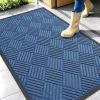 imageOLANLY Front Door Mat Outside Entrance 295x17 Absorbent Heavy Duty Sturdy Natural Rubber Doormat Indoor Outdoor Stain and Fade Resistant NonSlip Low Profile Floor Mat for Entryway Grey DiamondOcean Blue Diamond