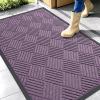 imageOLANLY Front Door Mat Outside Entrance 295x17 Absorbent Heavy Duty Sturdy Natural Rubber Doormat Indoor Outdoor Stain and Fade Resistant NonSlip Low Profile Floor Mat for Entryway Grey DiamondViolet Diamond