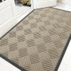 imageOLANLY Front Door Mat Outside Entrance 295x17 Absorbent Heavy Duty Sturdy Natural Rubber Doormat Indoor Outdoor Stain and Fade Resistant NonSlip Low Profile Floor Mat for Entryway Grey DiamondBeige Diamond