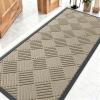 imageOLANLY Front Door Mat Outside Entrance 295x17 Absorbent Heavy Duty Sturdy Natural Rubber Doormat Indoor Outdoor Stain and Fade Resistant NonSlip Low Profile Floor Mat for Entryway Grey DiamondBeige Diamond