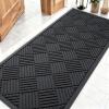 imageOLANLY Front Door Mat Outside Entrance 295x17 Absorbent Heavy Duty Sturdy Natural Rubber Doormat Indoor Outdoor Stain and Fade Resistant NonSlip Low Profile Floor Mat for Entryway Grey DiamondBlack Diamond