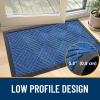 imageOLANLY Front Door Mat Outside Entrance 295x17 Absorbent Heavy Duty Sturdy Natural Rubber Doormat Indoor Outdoor Stain and Fade Resistant NonSlip Low Profile Floor Mat for Entryway Grey DiamondOcean Blue Diamond