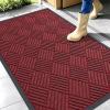 imageOLANLY Front Door Mat Outside Entrance 295x17 Absorbent Heavy Duty Sturdy Natural Rubber Doormat Indoor Outdoor Stain and Fade Resistant NonSlip Low Profile Floor Mat for Entryway Grey DiamondBlack Red Diamond