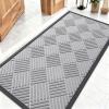 imageOLANLY Front Door Mat Outside Entrance 295x17 Absorbent Heavy Duty Sturdy Natural Rubber Doormat Indoor Outdoor Stain and Fade Resistant NonSlip Low Profile Floor Mat for Entryway Grey DiamondLight Gray Diamond