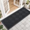 imageOLANLY Front Door Mat Outside Entrance 295x17 Absorbent Heavy Duty Sturdy Natural Rubber Doormat Indoor Outdoor Stain and Fade Resistant NonSlip Low Profile Floor Mat for Entryway Grey DiamondBlack Diamond