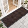 imageOLANLY Front Door Mat Outside Entrance 295x17 Absorbent Heavy Duty Sturdy Natural Rubber Doormat Indoor Outdoor Stain and Fade Resistant NonSlip Low Profile Floor Mat for Entryway Grey DiamondBrown Diamond