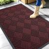 imageOLANLY Front Door Mat Outside Entrance 295x17 Absorbent Heavy Duty Sturdy Natural Rubber Doormat Indoor Outdoor Stain and Fade Resistant NonSlip Low Profile Floor Mat for Entryway Grey DiamondBurgundy Diamond