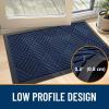 imageOLANLY Front Door Mat Outside Entrance 295x17 Absorbent Heavy Duty Sturdy Natural Rubber Doormat Indoor Outdoor Stain and Fade Resistant NonSlip Low Profile Floor Mat for Entryway Grey DiamondNavy Blue Diamond