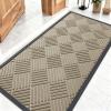 imageOLANLY Front Door Mat Outside Entrance 295x17 Absorbent Heavy Duty Sturdy Natural Rubber Doormat Indoor Outdoor Stain and Fade Resistant NonSlip Low Profile Floor Mat for Entryway Grey DiamondBeige Diamond