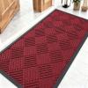 imageOLANLY Front Door Mat Outside Entrance 295x17 Absorbent Heavy Duty Sturdy Natural Rubber Doormat Indoor Outdoor Stain and Fade Resistant NonSlip Low Profile Floor Mat for Entryway Grey DiamondBlack Red Diamond