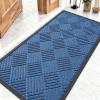 imageOLANLY Front Door Mat Outside Entrance 295x17 Absorbent Heavy Duty Sturdy Natural Rubber Doormat Indoor Outdoor Stain and Fade Resistant NonSlip Low Profile Floor Mat for Entryway Grey DiamondOcean Blue Diamond