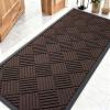 imageOLANLY Front Door Mat Outside Entrance 295x17 Absorbent Heavy Duty Sturdy Natural Rubber Doormat Indoor Outdoor Stain and Fade Resistant NonSlip Low Profile Floor Mat for Entryway Grey DiamondBrown Diamond