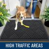imageOLANLY Front Door Mat Outside Entrance 295x17 Absorbent Heavy Duty Sturdy Natural Rubber Doormat Indoor Outdoor Stain and Fade Resistant NonSlip Low Profile Floor Mat for Entryway Grey DiamondBlack Diamond