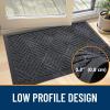 imageOLANLY Front Door Mat Outside Entrance 295x17 Absorbent Heavy Duty Sturdy Natural Rubber Doormat Indoor Outdoor Stain and Fade Resistant NonSlip Low Profile Floor Mat for Entryway Grey DiamondBlack Gray Diamond