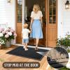 imageOLANLY Front Door Mat Outside Entrance 295x17 Absorbent Heavy Duty Sturdy Natural Rubber Doormat Indoor Outdoor Stain and Fade Resistant NonSlip Low Profile Floor Mat for Entryway Grey DiamondBlack Diamond