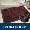 imageOLANLY Front Door Mat Outside Entrance 295x17 Absorbent Heavy Duty Sturdy Natural Rubber Doormat Indoor Outdoor Stain and Fade Resistant NonSlip Low Profile Floor Mat for Entryway Grey DiamondBurgundy Diamond