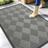 imageOLANLY Front Door Mat Outside Entrance 295x17 Absorbent Heavy Duty Sturdy Natural Rubber Doormat Indoor Outdoor Stain and Fade Resistant NonSlip Low Profile Floor Mat for Entryway Grey DiamondModern Gray Diamond