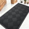 imageOLANLY Front Door Mat Outside Entrance 295x17 Absorbent Heavy Duty Sturdy Natural Rubber Doormat Indoor Outdoor Stain and Fade Resistant NonSlip Low Profile Floor Mat for Entryway Grey DiamondBlack Diamond
