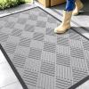 imageOLANLY Front Door Mat Outside Entrance 295x17 Absorbent Heavy Duty Sturdy Natural Rubber Doormat Indoor Outdoor Stain and Fade Resistant NonSlip Low Profile Floor Mat for Entryway Grey DiamondLight Gray Diamond