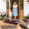imageOLANLY Front Door Mat Outside Entrance 295x17 Absorbent Heavy Duty Sturdy Natural Rubber Doormat Indoor Outdoor Stain and Fade Resistant NonSlip Low Profile Floor Mat for Entryway Grey DiamondBurgundy Diamond