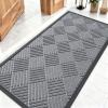 imageOLANLY Front Door Mat Outside Entrance 295x17 Absorbent Heavy Duty Sturdy Natural Rubber Doormat Indoor Outdoor Stain and Fade Resistant NonSlip Low Profile Floor Mat for Entryway Grey DiamondCharcoal Gray Diamond