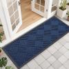 imageOLANLY Front Door Mat Outside Entrance 295x17 Absorbent Heavy Duty Sturdy Natural Rubber Doormat Indoor Outdoor Stain and Fade Resistant NonSlip Low Profile Floor Mat for Entryway Grey DiamondNavy Blue Diamond