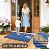 imageOLANLY Front Door Mat Outside Entrance 295x17 Absorbent Heavy Duty Sturdy Natural Rubber Doormat Indoor Outdoor Stain and Fade Resistant NonSlip Low Profile Floor Mat for Entryway Grey DiamondOcean Blue Diamond