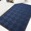 imageOLANLY Front Door Mat Outside Entrance 295x17 Absorbent Heavy Duty Sturdy Natural Rubber Doormat Indoor Outdoor Stain and Fade Resistant NonSlip Low Profile Floor Mat for Entryway Grey DiamondNavy Blue Diamond