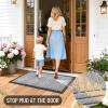imageOLANLY Front Door Mat Outside Entrance 295x17 Absorbent Heavy Duty Sturdy Natural Rubber Doormat Indoor Outdoor Stain and Fade Resistant NonSlip Low Profile Floor Mat for Entryway Grey DiamondLight Gray Diamond