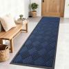 imageOLANLY Front Door Mat Outside Entrance 295x17 Absorbent Heavy Duty Sturdy Natural Rubber Doormat Indoor Outdoor Stain and Fade Resistant NonSlip Low Profile Floor Mat for Entryway Grey DiamondNavy Blue Diamond