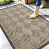 imageOLANLY Front Door Mat Outside Entrance 295x17 Absorbent Heavy Duty Sturdy Natural Rubber Doormat Indoor Outdoor Stain and Fade Resistant NonSlip Low Profile Floor Mat for Entryway Grey DiamondBeige Diamond