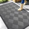 imageOLANLY Front Door Mat Outside Entrance 295x17 Absorbent Heavy Duty Sturdy Natural Rubber Doormat Indoor Outdoor Stain and Fade Resistant NonSlip Low Profile Floor Mat for Entryway Grey DiamondGrey Diamond
