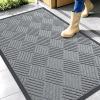 imageOLANLY Front Door Mat Outside Entrance 295x17 Absorbent Heavy Duty Sturdy Natural Rubber Doormat Indoor Outdoor Stain and Fade Resistant NonSlip Low Profile Floor Mat for Entryway Grey DiamondCharcoal Gray Diamond
