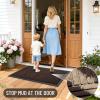 imageOLANLY Front Door Mat Outside Entrance 295x17 Absorbent Heavy Duty Sturdy Natural Rubber Doormat Indoor Outdoor Stain and Fade Resistant NonSlip Low Profile Floor Mat for Entryway Grey DiamondBrown Diamond
