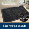 imageOLANLY Front Door Mat Outside Entrance 295x17 Absorbent Heavy Duty Sturdy Natural Rubber Doormat Indoor Outdoor Stain and Fade Resistant NonSlip Low Profile Floor Mat for Entryway Grey DiamondBlack Diamond