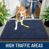 imageOLANLY Front Door Mat Outside Entrance 295x17 Absorbent Heavy Duty Sturdy Natural Rubber Doormat Indoor Outdoor Stain and Fade Resistant NonSlip Low Profile Floor Mat for Entryway Grey DiamondNavy Blue Diamond