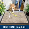 imageOLANLY Front Door Mat Outside Entrance 295x17 Absorbent Heavy Duty Sturdy Natural Rubber Doormat Indoor Outdoor Stain and Fade Resistant NonSlip Low Profile Floor Mat for Entryway Grey DiamondLatte White Diamond