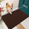 imageOLANLY Dog Door Mat for Muddy Paws 48x30 Ultra Absorbent Chenille Mud Doormat NonSlip Washable and Dirt Trapping Doormat for Indoor Entryway QuickDry Indoor Pet Bed Mats for Dogs GreyBrown