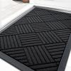 imageOLANLY Front Door Mat Outside Entrance 295x17 Absorbent Heavy Duty Sturdy Natural Rubber Doormat Indoor Outdoor Stain and Fade Resistant NonSlip Low Profile Floor Mat for Entryway Grey DiamondBlack Diamond