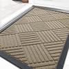 imageOLANLY Front Door Mat Outside Entrance 295x17 Absorbent Heavy Duty Sturdy Natural Rubber Doormat Indoor Outdoor Stain and Fade Resistant NonSlip Low Profile Floor Mat for Entryway Grey DiamondBeige Diamond