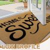 imageOLANLY Front Door Mat Low Profile Doormat Stain and Fade Resistant Easy to Clean for Indoor and Outdoor Entrances Patio Porch or Entryway Brown 30x17 Inch Home Sweet HomeBrown