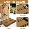 imageOLANLY Front Door Mat Low Profile Doormat Stain and Fade Resistant Easy to Clean for Indoor and Outdoor Entrances Patio Porch or Entryway Brown 30x17 Inch Home Sweet HomeBrown
