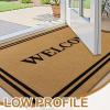 imageOLANLY Front Door Mat Low Profile Doormat Stain and Fade Resistant Easy to Clean for Indoor and Outdoor Entrances Patio Porch or Entryway Brown 30x17 Inch Home Sweet HomeBrown