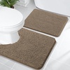 image:imageOLANLY Bathroom Rugs Sets 2 Piece Soft Absorbent Chenille Bath Mats and UShaped Contour Toilet Mat Area Rug Set Machine Washable Bath Carpet Home Decor Accessories 30x2024x20 GreyTan
