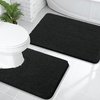 image:imageOLANLY Bathroom Rugs Sets 2 Piece Soft Absorbent Chenille Bath Mats and UShaped Contour Toilet Mat Area Rug Set Machine Washable Bath Carpet Home Decor Accessories 30x2024x20 GreyBlack