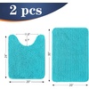 image:imageOLANLY Bathroom Rugs Sets 2 Piece Soft Absorbent Chenille Bath Mats and UShaped Contour Toilet Mat Area Rug Set Machine Washable Bath Carpet Home Decor Accessories 30x2024x20 GreyAqua Sky