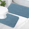 image:imageOLANLY Bathroom Rugs Sets 2 Piece Soft Absorbent Chenille Bath Mats and UShaped Contour Toilet Mat Area Rug Set Machine Washable Bath Carpet Home Decor Accessories 30x2024x20 GreyAiry Blue
