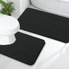 image:imageOLANLY Bathroom Rugs Sets 2 Piece Soft Absorbent Chenille Bath Mats and UShaped Contour Toilet Mat Area Rug Set Machine Washable Bath Carpet Home Decor Accessories 30x2024x20 GreyBlack
