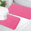 image:imageOLANLY Bathroom Rugs Sets 2 Piece Soft Absorbent Chenille Bath Mats and UShaped Contour Toilet Mat Area Rug Set Machine Washable Bath Carpet Home Decor Accessories 30x2024x20 GreyHot Pink