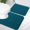 image:imageOLANLY Bathroom Rugs Sets 2 Piece Soft Absorbent Chenille Bath Mats and UShaped Contour Toilet Mat Area Rug Set Machine Washable Bath Carpet Home Decor Accessories 30x2024x20 GreyPeacock Blue